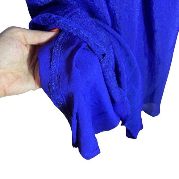 Moulinette Soeurs Anthropologie Carina Open Shoulder Blue Dress, Small - Picture 7 of 14